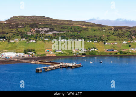 Village of Uig at Uig Bay, Trotternish Peninsula, Isle of Skye, Inner Hebrides, Scotland, United Kingdom Stock Photo