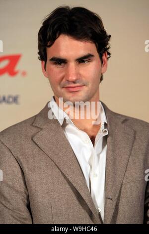 Roger Federer of Switzerland poses 