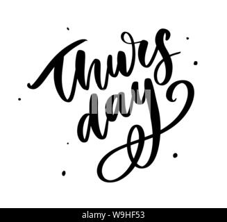 Thursday - Fireworks - Today, Day, weekdays calender Lettering Handwritten Stock Vector