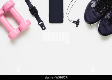 Weight Loss Accessories on White Background, Close Up Stock Photo