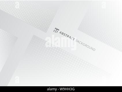 Abstract geometric shapes with halftone dots design on white and gray gradient background. Template square and triangle for presentation, cover brochu Stock Vector