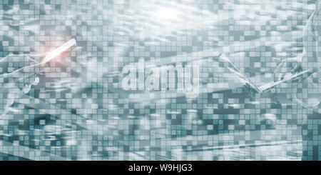 Digital Binary Code Business background. Matrix Abstract futuristic wallpaper. Stock Photo