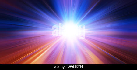 banner wide of fast speed blur zoom blue light business perform concept abstract for background. Stock Photo