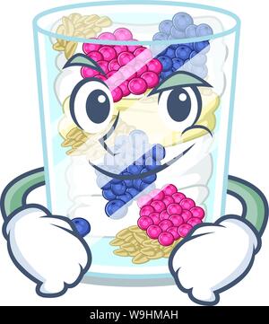 Smirking cartoon parfait in the a fridge Stock Vector