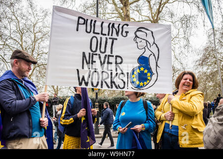 Protestors holding banner, People's Vote March, March 23rd 2019. London, England, GB, UK. Stock Photo