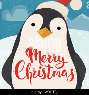 Merry Christmas vector card design with funny Christmas character. Stock Vector
