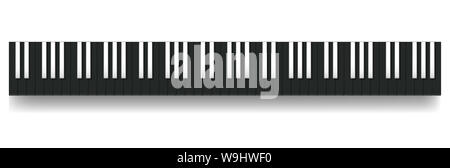 Inverse piano keyboard with reverse black and white keys, top view - illustration on white background. Stock Photo