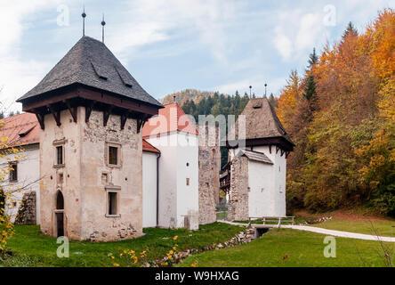 The beautiful Žiče Charterhouse a former Carthusian monastery, in the municipality of Slovenske Konjice, Slovenia, in the autumn season Stock Photo