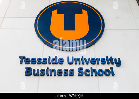 The sign for the Teesside University Business School in Middlesbrough,England,UK Stock Photo