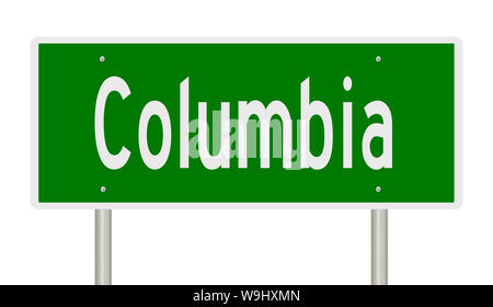 Rendering of a green highway sign for Columbia Stock Photo