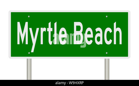 Rendering of a green highway sign for Myrtle Beach South Carolina Stock Photo