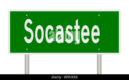 Rendering of a green highway sign for Socastee South Carolina Stock Photo