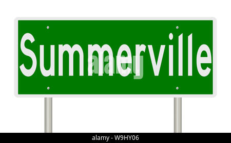 Rendering of a green highway sign for Summerville South Carolina Stock Photo