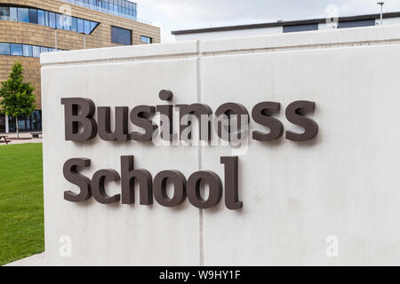 The sign for the Teesside University Business School in Middlesbrough,England,UK Stock Photo