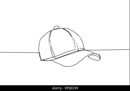 Baseball cap vector illustration on a white background. Continuous line drawing style. Stock Vector