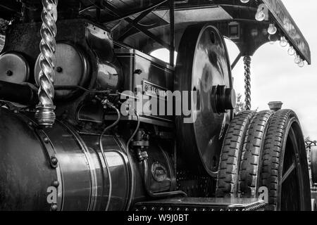 Parts of a steam engine in close-up showing the intricate details of the engineering Stock Photo