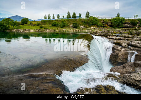 Montenegro, River cijevna waterfall forms beautiful niagara falls near podgorica in green landscape Stock Photo