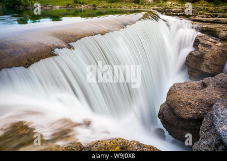 Montenegro, Thundering clean niagara falls of river cijevna next to podgorica in green nature Stock Photo