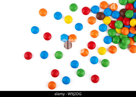 colorful chocolate buttons on a white background Stock Photo