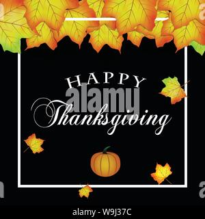 Happy Thanksgiving concept with autumn leafs. Stock Vector
