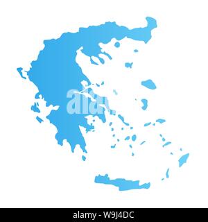 Greece silhouette, flat vector illustration blue color isolated on white. Stock Vector