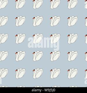 Seamless vector pattern with swans on a blue background Stock Vector