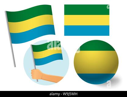 Gabon flag icon set. National flag of Gabon  illustration Stock Photo