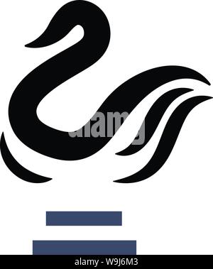 Swan graphic icon with two rows of indicated type below it Stock Vector