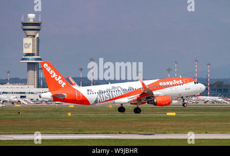 EasyJet Europe, Airbus A320-214 painted in 'Austria' special colours at Malpensa (MXP / LIMC), Milan, Italy Stock Photo