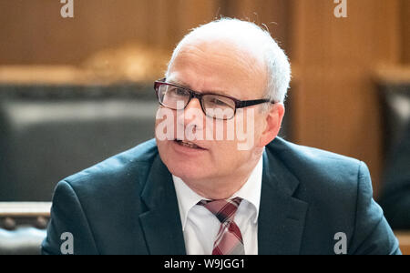 Hamburg, Germany. 14th Aug, 2019. Ties Rabe (SPD), Senator of Education of Hamburg, follows the meeting of the Hamburg Parliament in the Town Hall. Today, citizens are debating topics such as school peace and the quality of education. Credit: Daniel Reinhardt/dpa/Alamy Live News Stock Photo