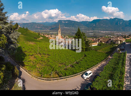 View at a village and its vineyards, Tramin an der Weinstrasse - Termeno sulla strada del vino,   , Südtirol - Alto Adige, Italy, 30071327 *** Local C Stock Photo