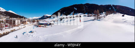 Ski lifts at Bolgen, Davos Platz,   , Graubünden, Switzerland, 30071603 *** Local Caption *** city, village, field, meadow, winter, snow, ice, mountai Stock Photo