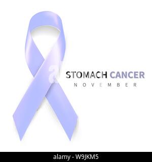 Stomach Cancer Awareness Month. Realistic Periwinkle ribbon symbol. Medical Design. Vector illustration. Stock Vector