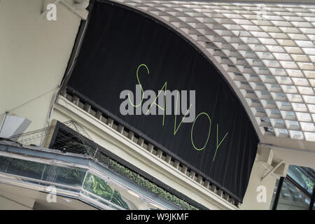 LONDON, UK - JULY 21, 2018:  Sign above the Savoy Hotel Stock Photo