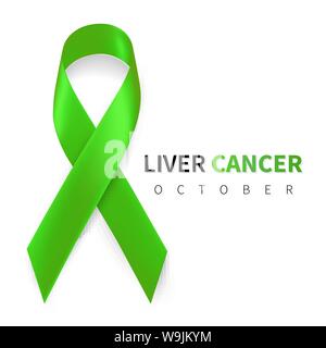 Emerald Green Ribbon Awareness Liver Cancer Liver Disease Mental