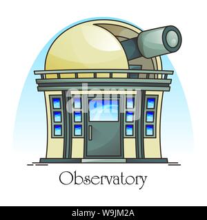Planetarium building with telescope in dome Stock Vector