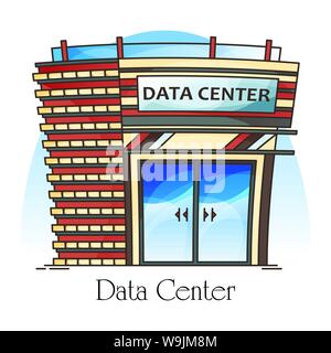 Data center or centre exterior view. Datacenter Stock Vector