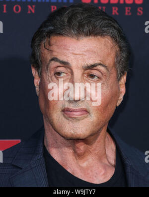 Westwood, United States. 13th Aug, 2019. WESTWOOD, LOS ANGELES, CALIFORNIA, USA - AUGUST 13: Actor Sylvester Stallone arrives at the Los Angeles Premiere Of Entertainment Studios' '47 Meters Down Uncaged' held at the Regency Village Theatre on August 13, 2019 in Westwood, Los Angeles, California, United States. (Photo by Xavier Collin/Image Press Agency) Credit: Image Press Agency/Alamy Live News Stock Photo