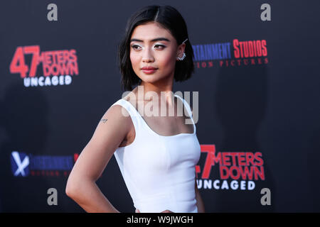 Westwood, United States. 13th Aug, 2019. WESTWOOD, LOS ANGELES, CALIFORNIA, USA - AUGUST 13: Actress Brianne Tju arrives at the Los Angeles Premiere Of Entertainment Studios' '47 Meters Down Uncaged' held at the Regency Village Theatre on August 13, 2019 in Westwood, Los Angeles, California, United States. (Photo by Xavier Collin/Image Press Agency) Credit: Image Press Agency/Alamy Live News Stock Photo