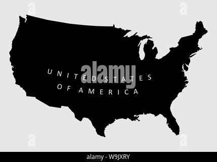 USA silhouette map Stock Vector