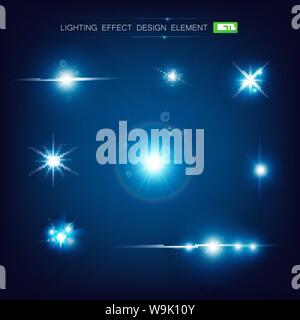 Lighting effect star glittering particle and flare transparent design element vector illustration Stock Vector