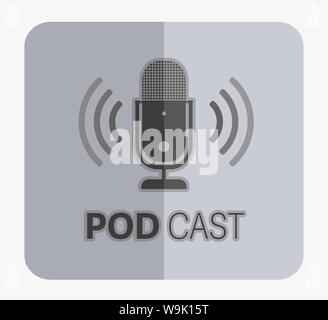 podcast icon or logo with microphone, podcasting concept vector illustration Stock Vector