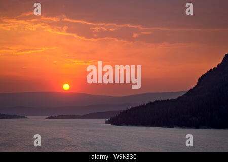 Sunrise over St. Mary Lake, Glacier National Park, Montana, United States of America, North America Stock Photo