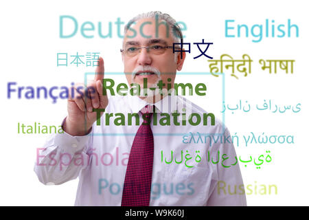 The concept of real time translation from foreign language Stock Photo