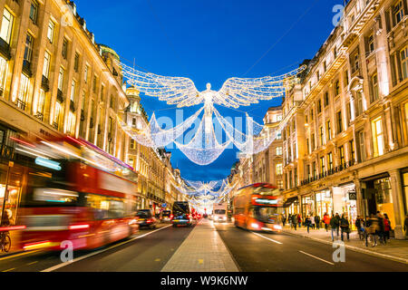 Festive Christmas lights in Regent Street in 2016, London, England, United Kingdom, Europe Stock Photo