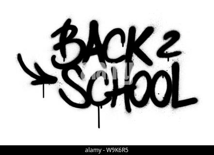 graffiti back to 2 school text sprayed in black over white Stock Vector