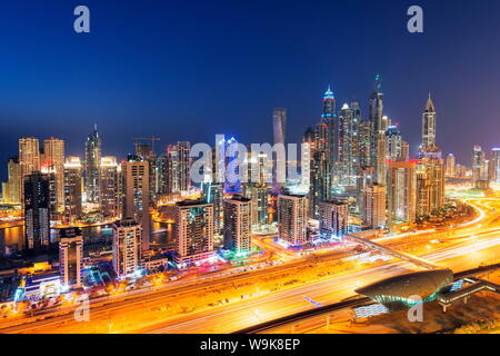 Dubai Marina buildings, Dubai, United Arab Emirates, Middle East Stock Photo