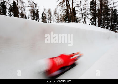 Cresta run, Celerina olympia bob run, St. Moritz, winter, Engadine, Graubunden, Switzerland, Europe Stock Photo