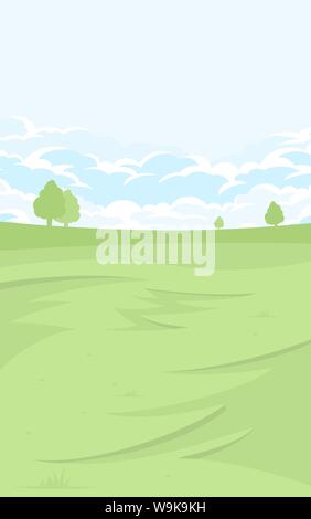 Summer landscape with fields and green hills Stock Vector