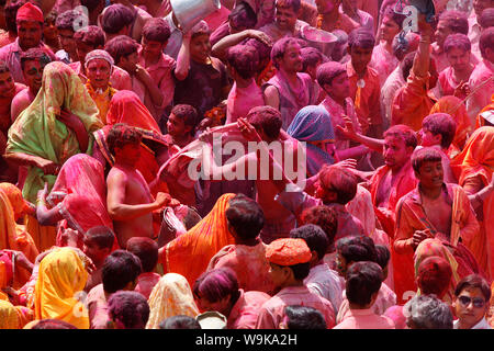 Holi celebration in Dauji temple, Dauji, Uttar Pradesh, India, Asia Stock Photo